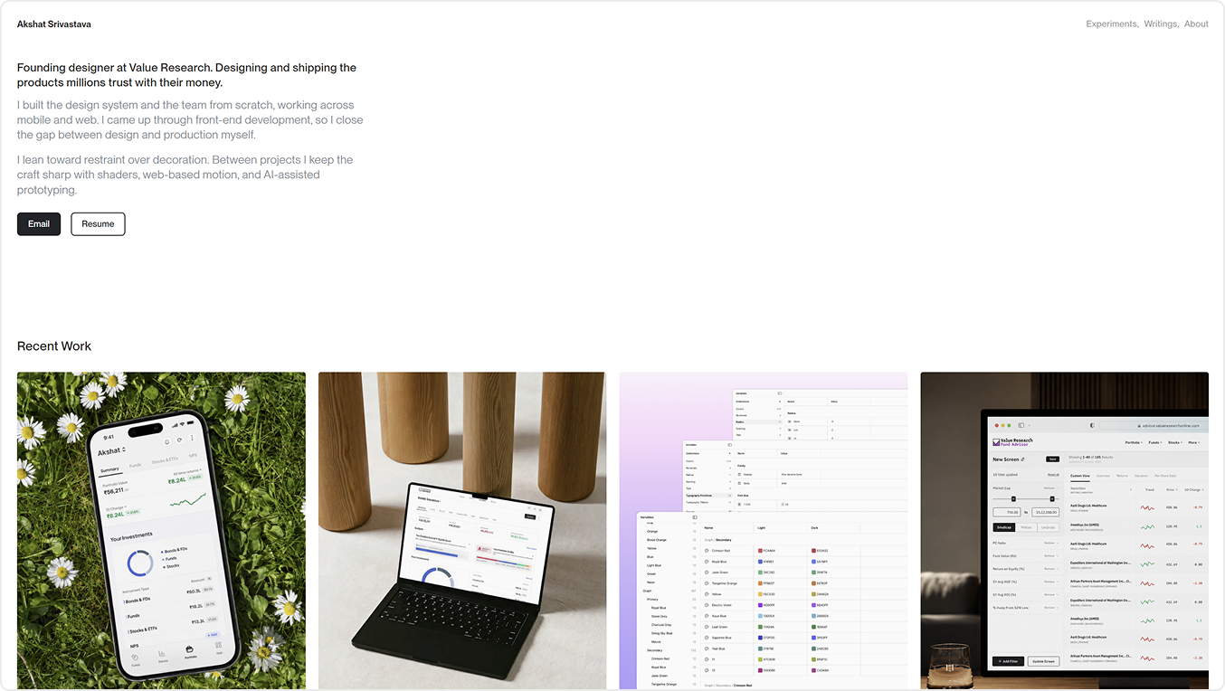 Akshat’s Portfolio Website — screen 1